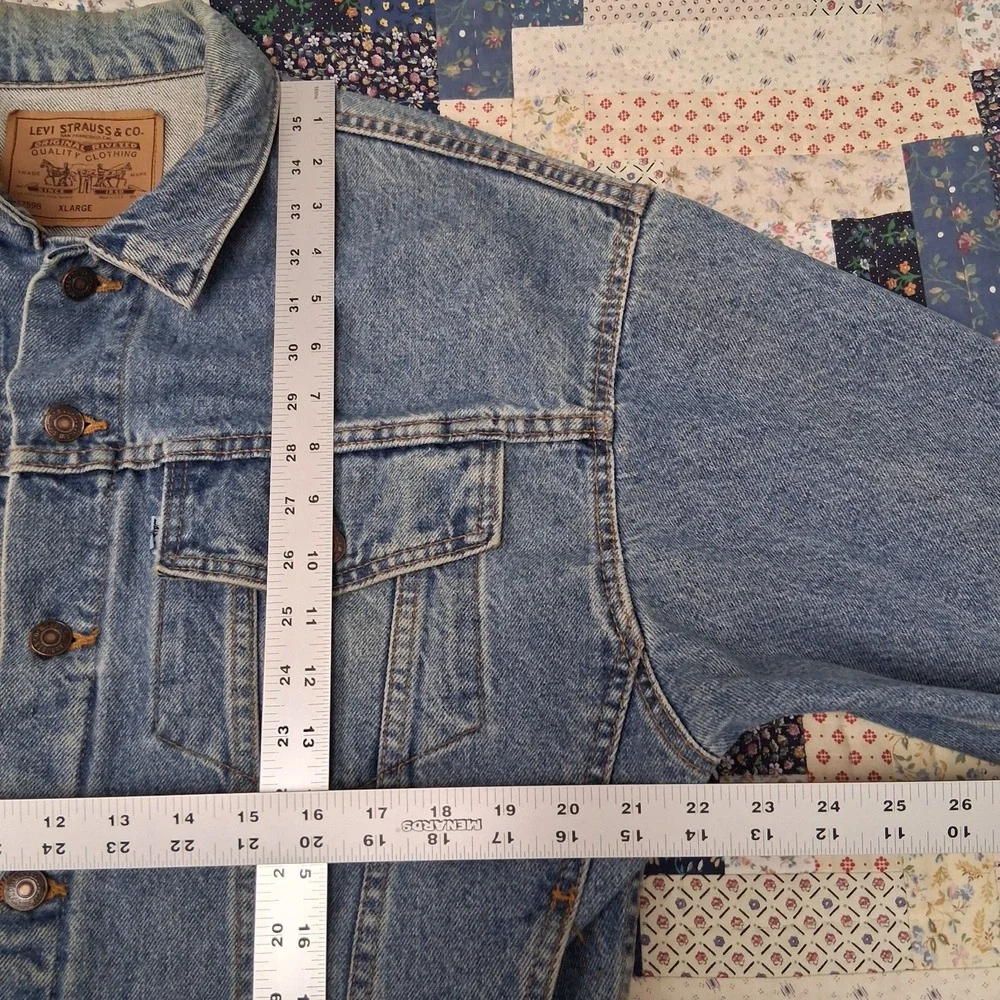 Vintage 90s Levis White Tab Type 3 Denim Trucker Jacket Sz XL 57598 Made in USA‎